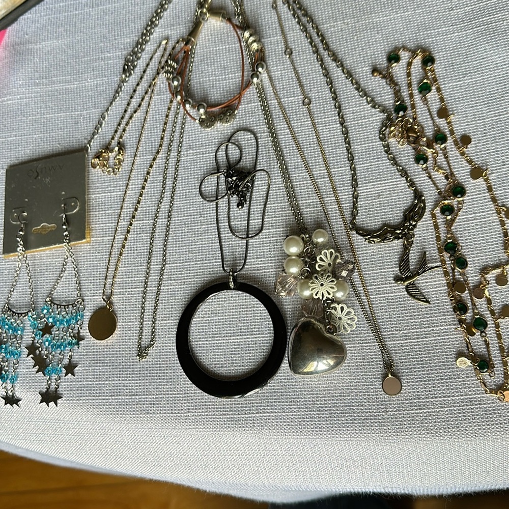 Lot of jewelry necklaces earrings and bracelet
